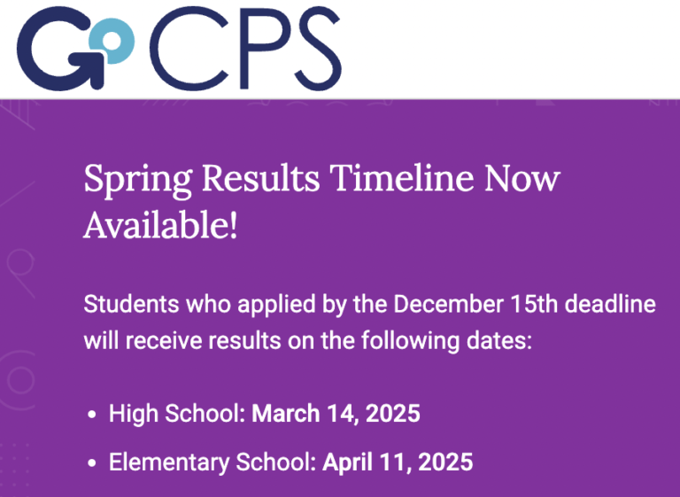 CPS Notification Dates for 2025-2026 Elementary & High School Results